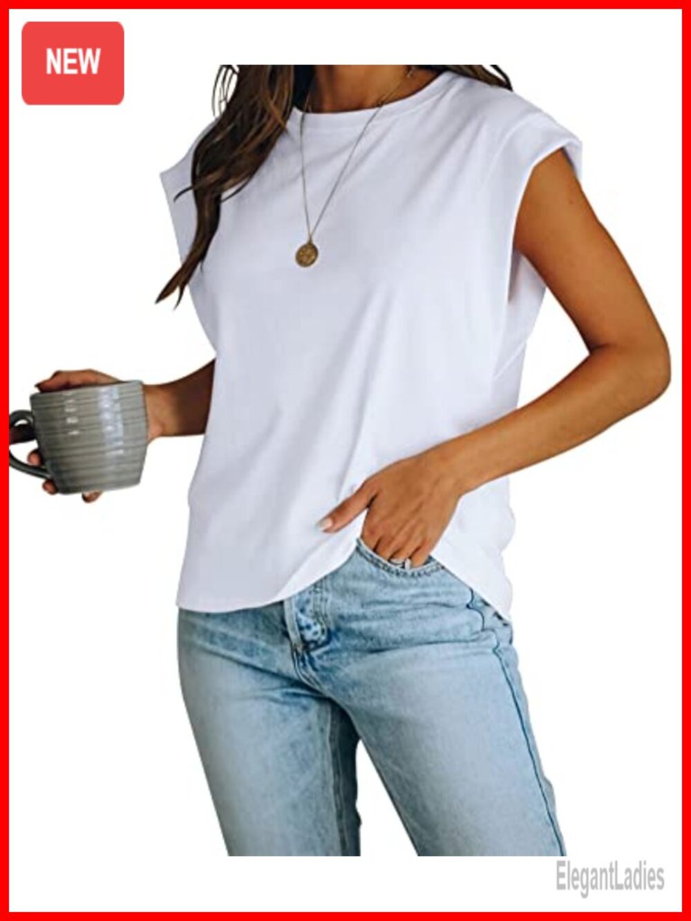 Women's Cotton Tank Top Cap Sleeve Crew Neck Loose Fit Casual Summer Tee